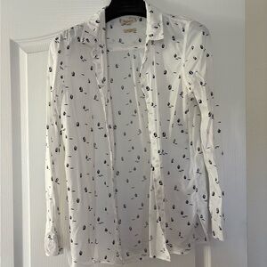 Barbour Blue Sailboat Long Sleeve Button Up size 8